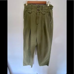 Free People High Waisted Olive Paper Bag Pants 6